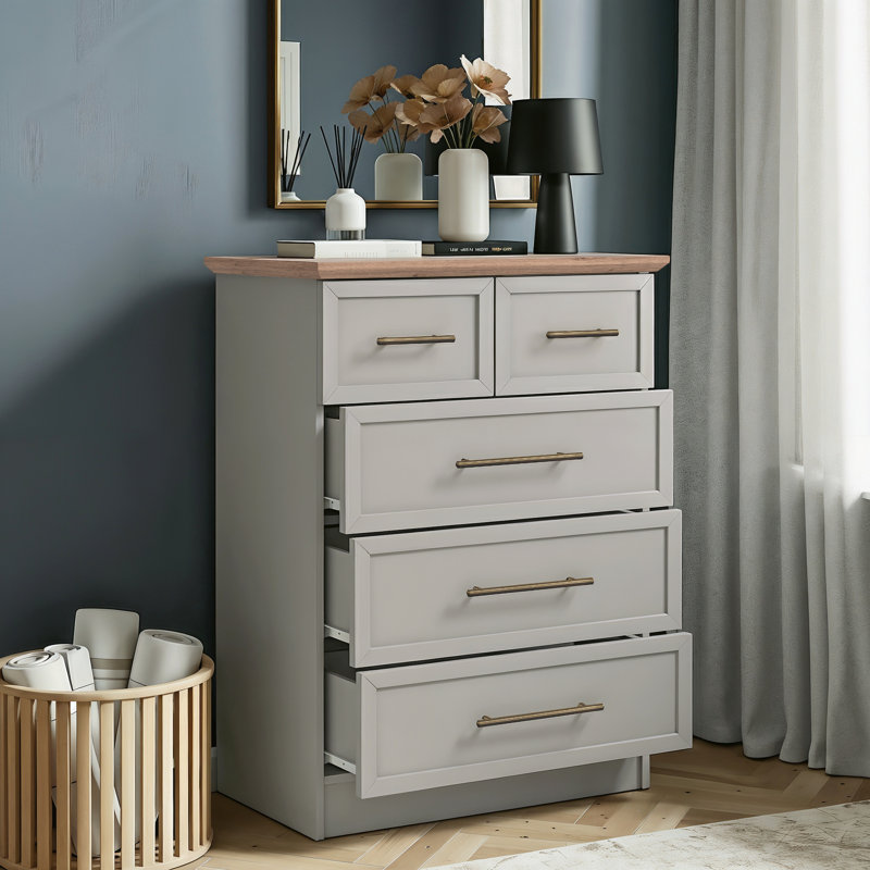 Cleverton 5 Drawer Chest, Light Grey