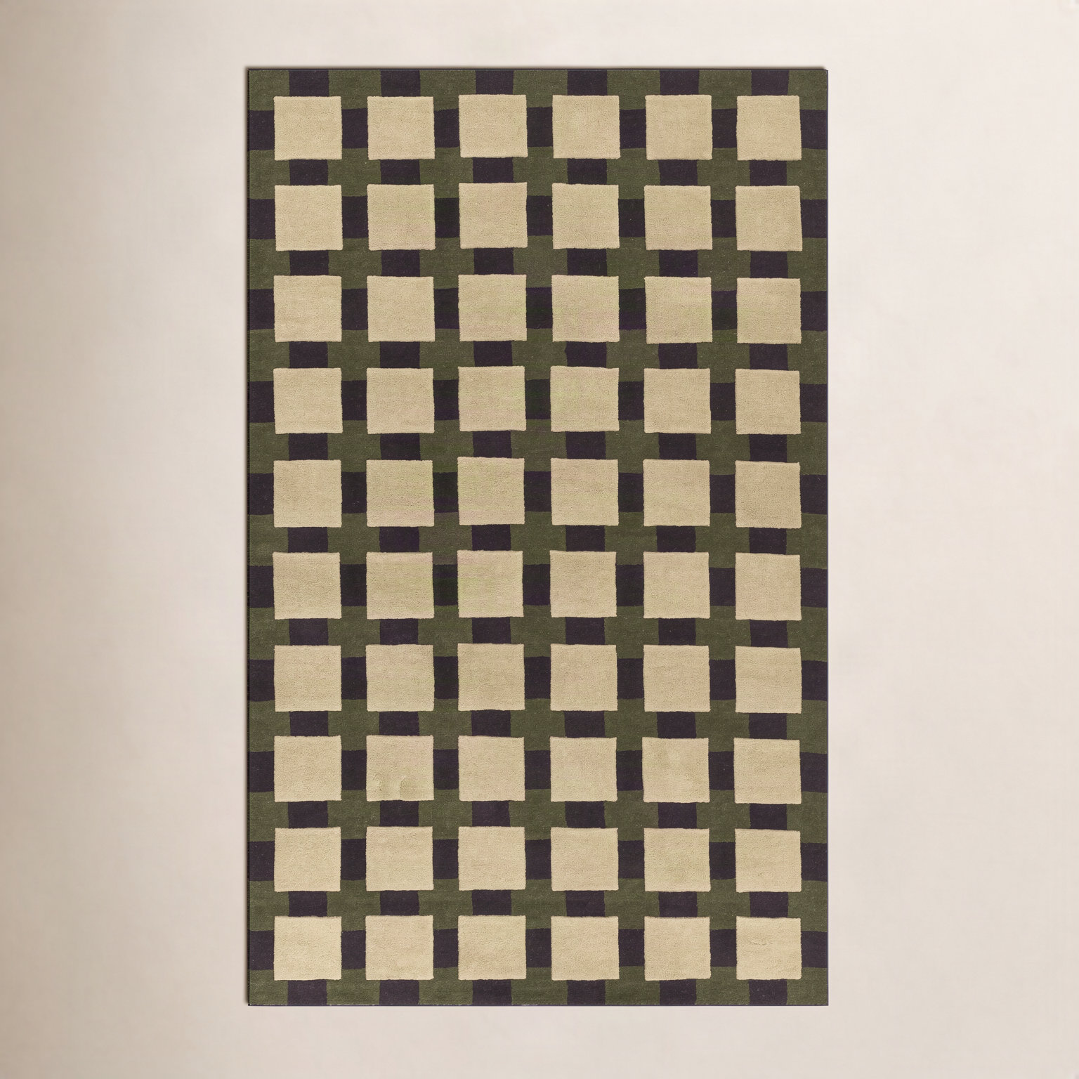 Hand-Tufted Geometric Rug, Green, Rectangle 6' X 9'