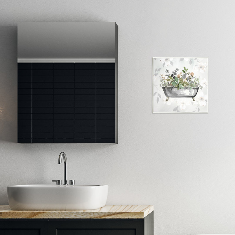 Leaf Patterned Bath Wall Plaque Art by Nan