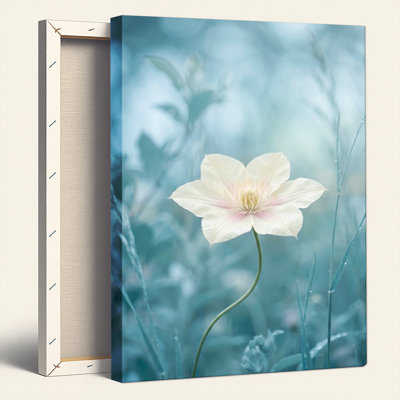 "Gallery Wrap", art mural sur toile pour le salon, la chambre à coucher, le bureau ou le vestibule - décoration murale décorative avec motif floral bleu