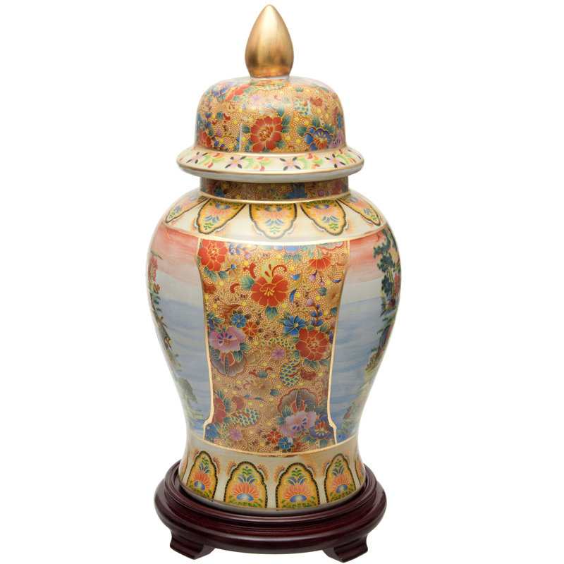 Pot de temple chinois intemporel, Cheval Satsuma, 18"