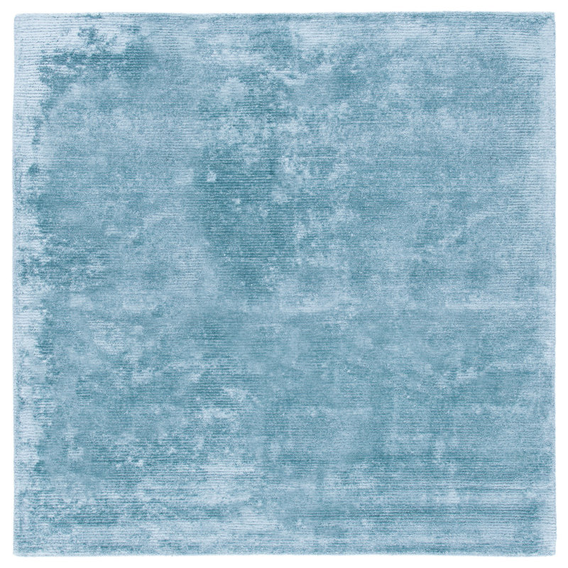 Himalaya Hand Tufted Viscose/Wool Pile Solid Colour Rug in Blue, Square 6'