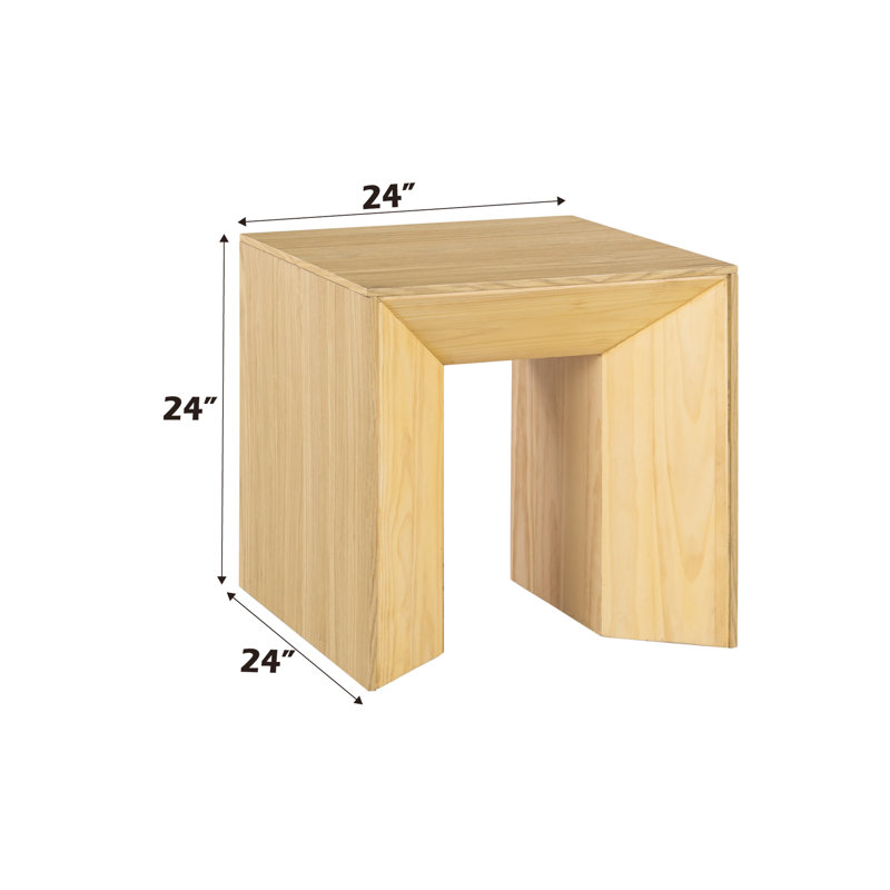 Table de bout en chêne naturel, alliant durabilité et esthétique, plateau de table épaissi pour plus de stabilité, convient à différents styles de table d'appoint avec structure assemblée - style pratique