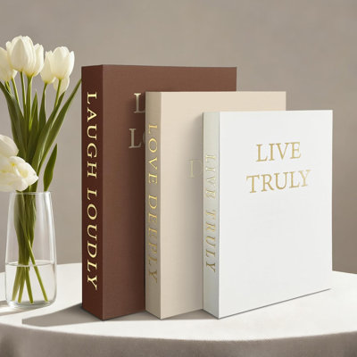 Ensemble de 3 boîtes à livres décoratives en faux lin, table basse décorative avec rangement pour photos et souvenirs