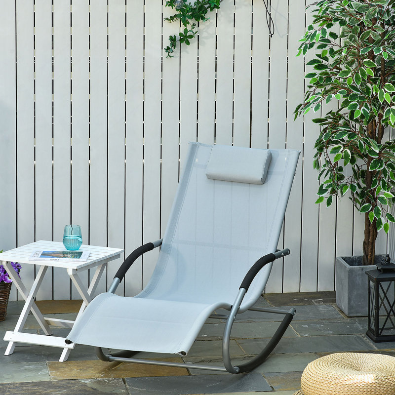 Chaise berçante Zero Gravity avec coussin amovible et tissu résistant aux intempéries pour la détente en plein air, le patio, la terrasse et la piscine