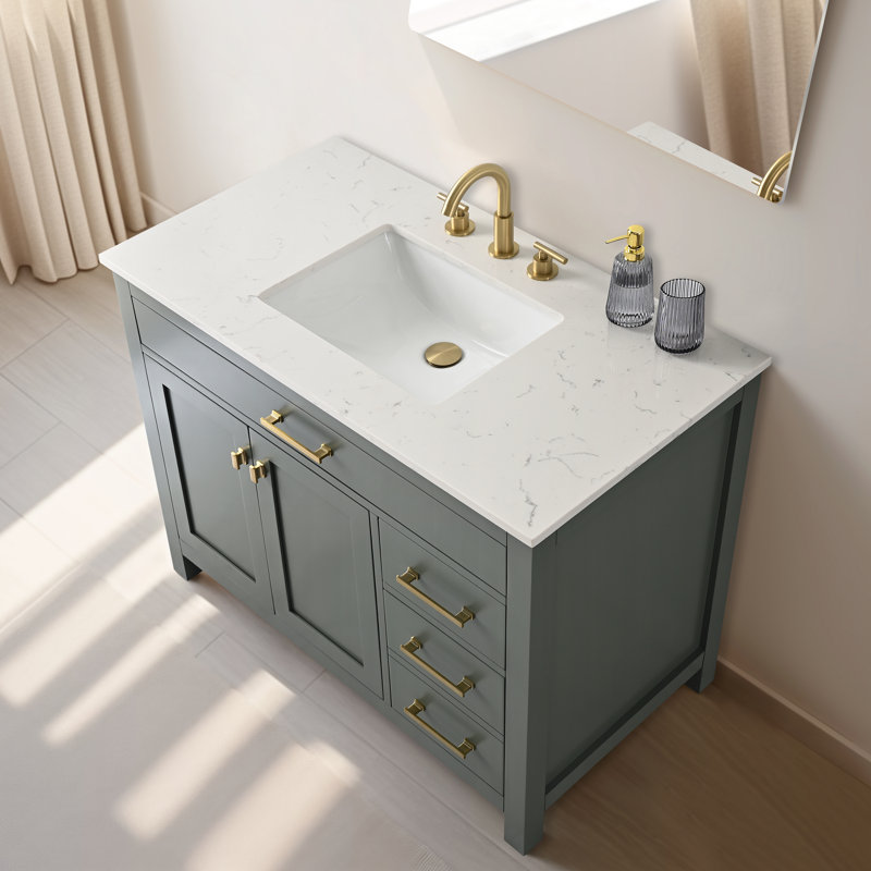 Vancleave 42" Single Vanity, Vintage Green/Brushed Gold
