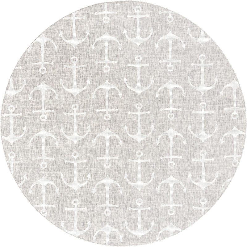 Outdoor Ayton Area Rug Sea Sand Color, Round 10'