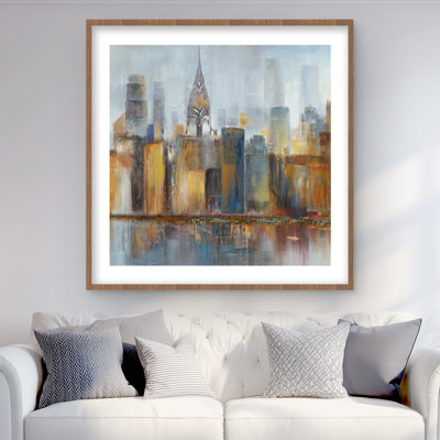 «Cityscape with Chrysler Building», impression encadrée moderne