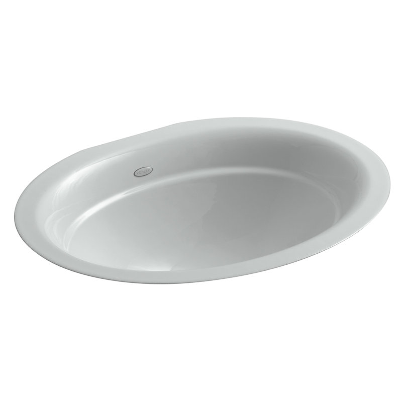 Lavabo de salle de bain ovale encastré en métal Serif, Gris glacial