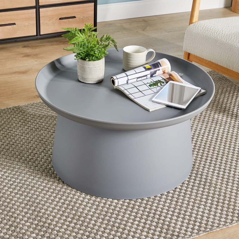 Itzhak Round Grey Modern Coffee Side Table, 36 H x 70 W x 70 D cm