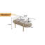 Table basse ovale en verre au design moderne, longueur 41 x largeur 21 x hauteur 17 pouces, pour le salon, structure à double couche avec fonction de rangement, verre transparent et panneau de fibres à densité moyenne brun