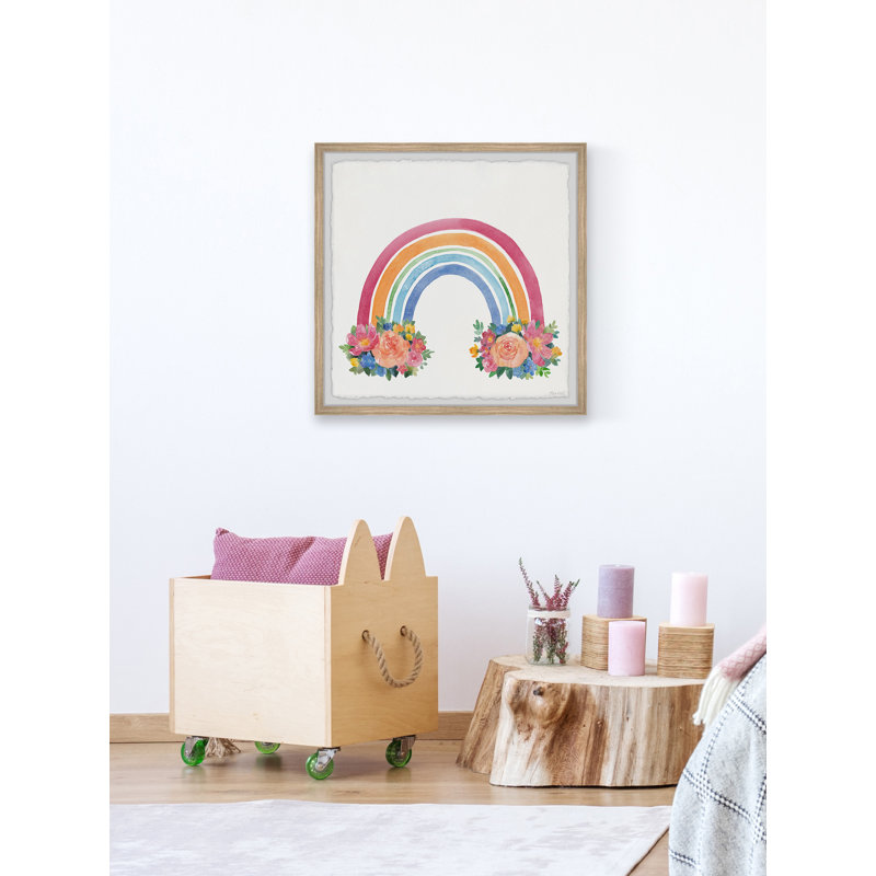 Fin du bouquet arc-en-ciel - peinture encadrée, H 18 po x l 18 po x 1,5 po