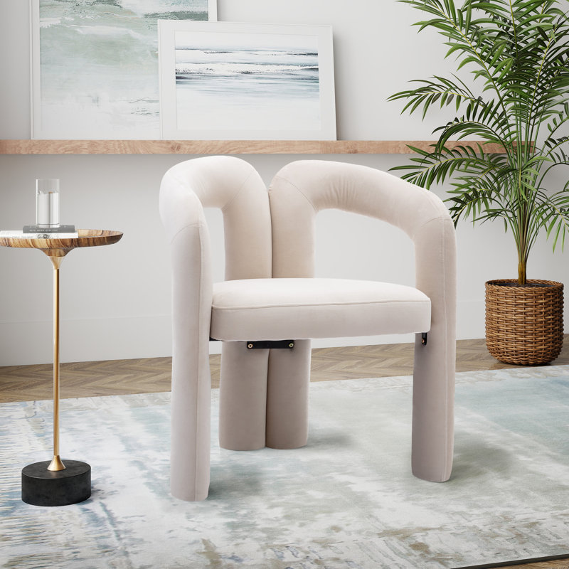 Ensemble de 2 fauteuils d'appoint / fauteuil de salle à manger en velours, Velours beige