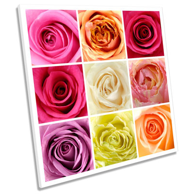Z1510 Rose Flower Floral Collage - Wrapped Canvas Painting