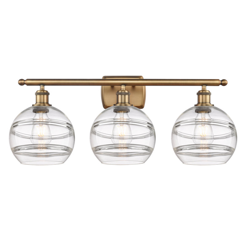 Éclairage pour meuble-lavabo 3 lumières Natick, Laiton brossé, Transparent