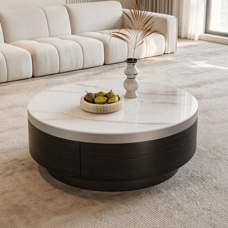 Crumley, 12.99" H x 27.55" W x 27.55" D, White/Grey Top/Black Base