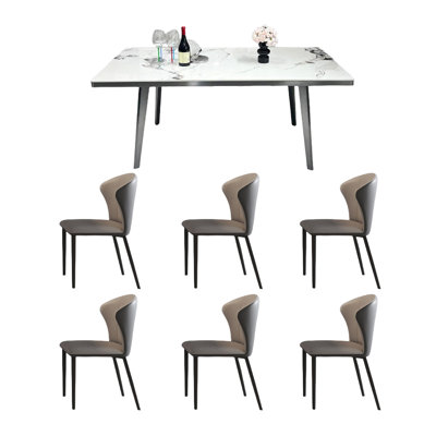 The rock plate dining table is paired with comfort