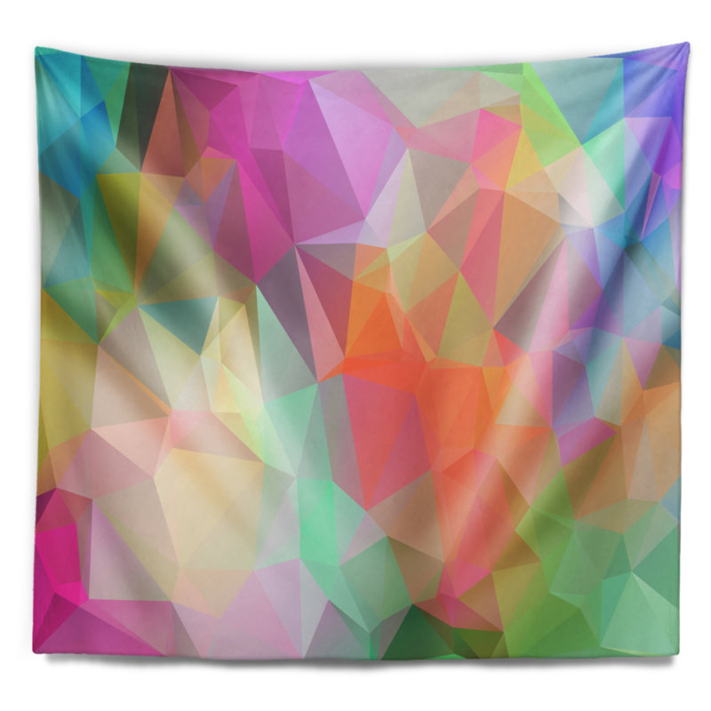 Tapisserie de motif mosaïque polygonal multicolore abstract, H 78 po x l 92 po
