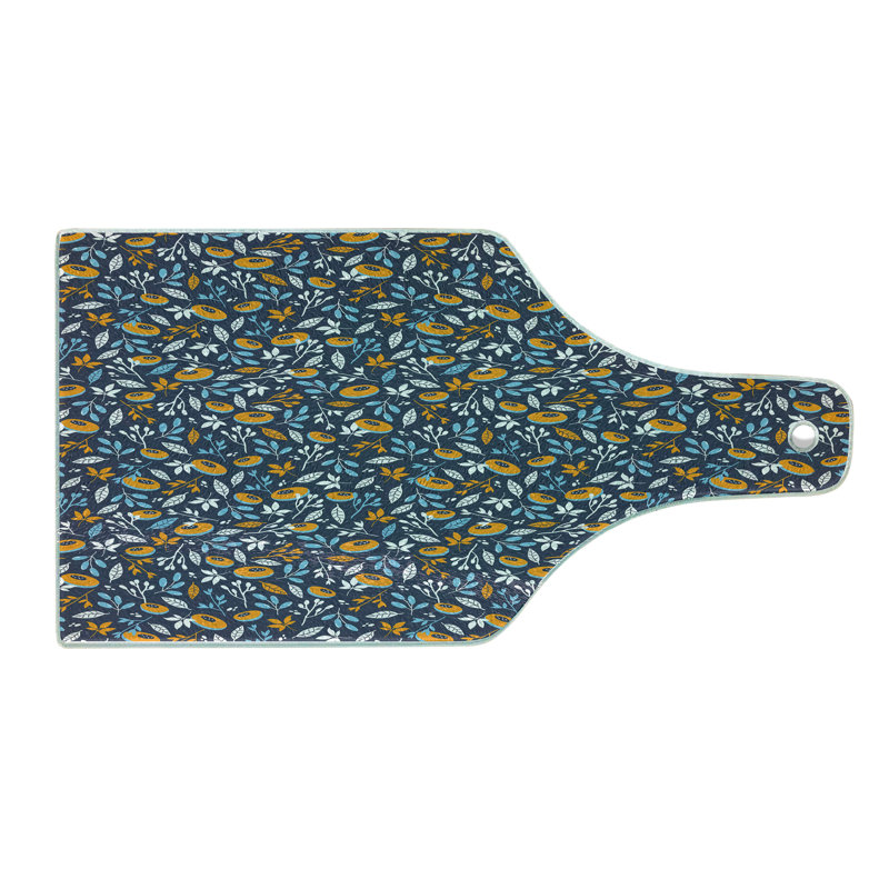 Ambesonne Leaf Tempered Glass Cutting Board Spring Branches Pattern Multicolor