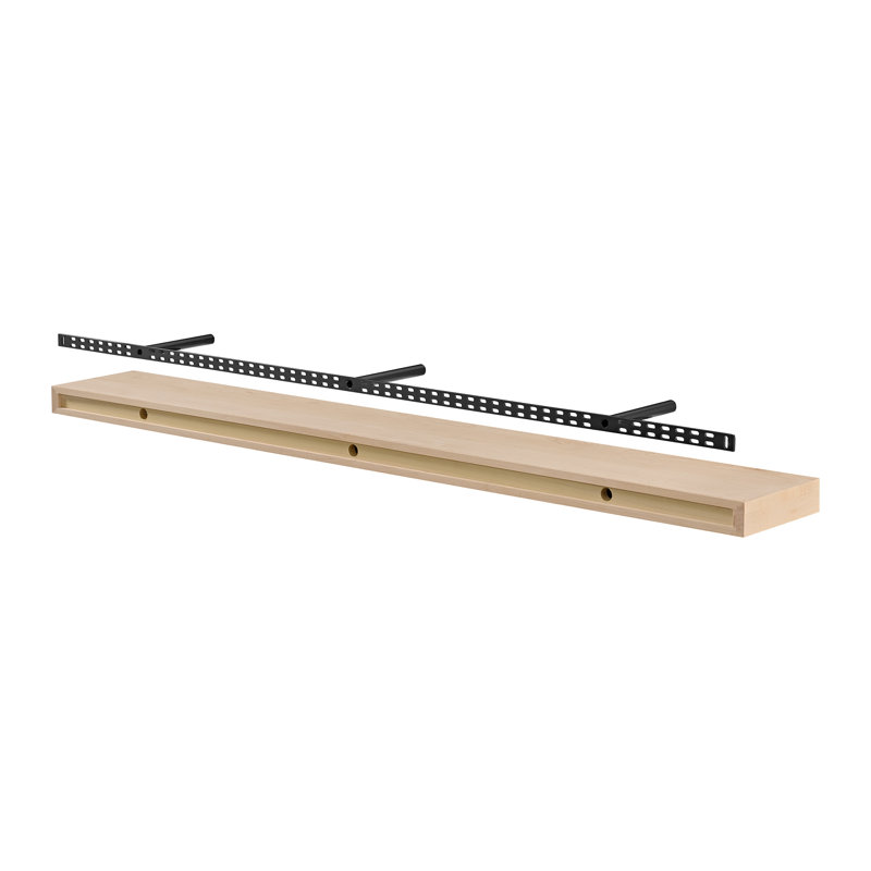 Alma Maple Wood Floating Shelf, 72", Unfinished