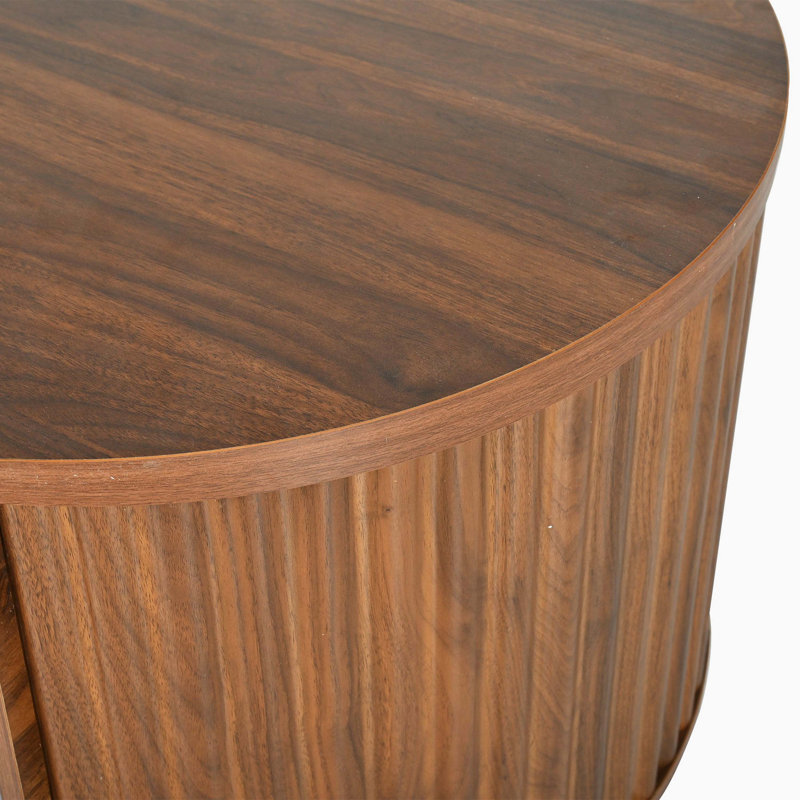 Table basse ovale à plateau relevable, conception en bois avec compartiment caché, Brown