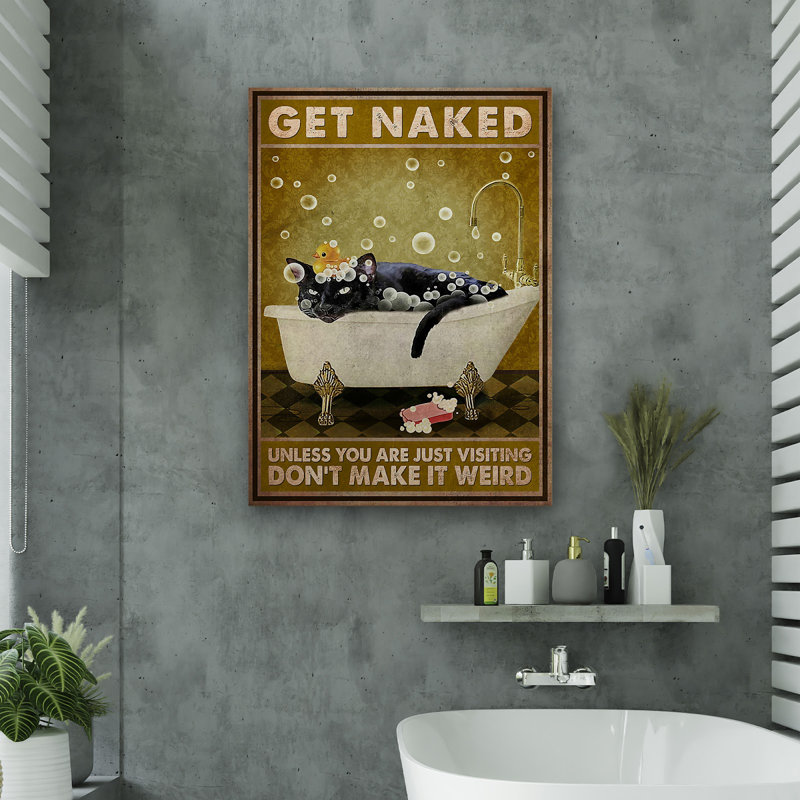 Panthère noire avec canard en caoutchouc dans un fond de bain brun, H 36 po x l 24 po x P 2 po