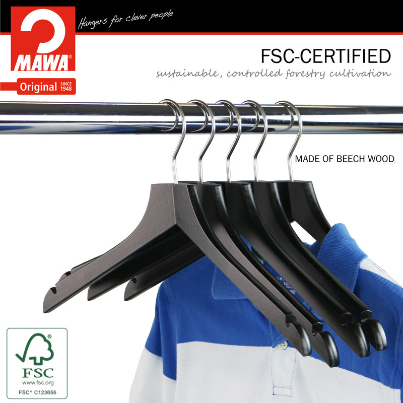 Wood Standard Hangers for Dress/Shirt/Sweater, Black/Silver
