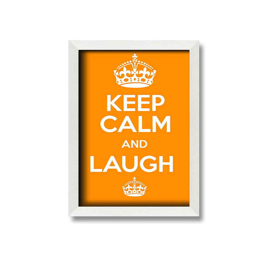 Wanatah Keep Calm Laugh Orange Gerahmter Druck Wandkunst