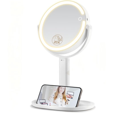Makeup Mirror With Lights, Double Sided 1X/20X Magnifying Mirror With Light