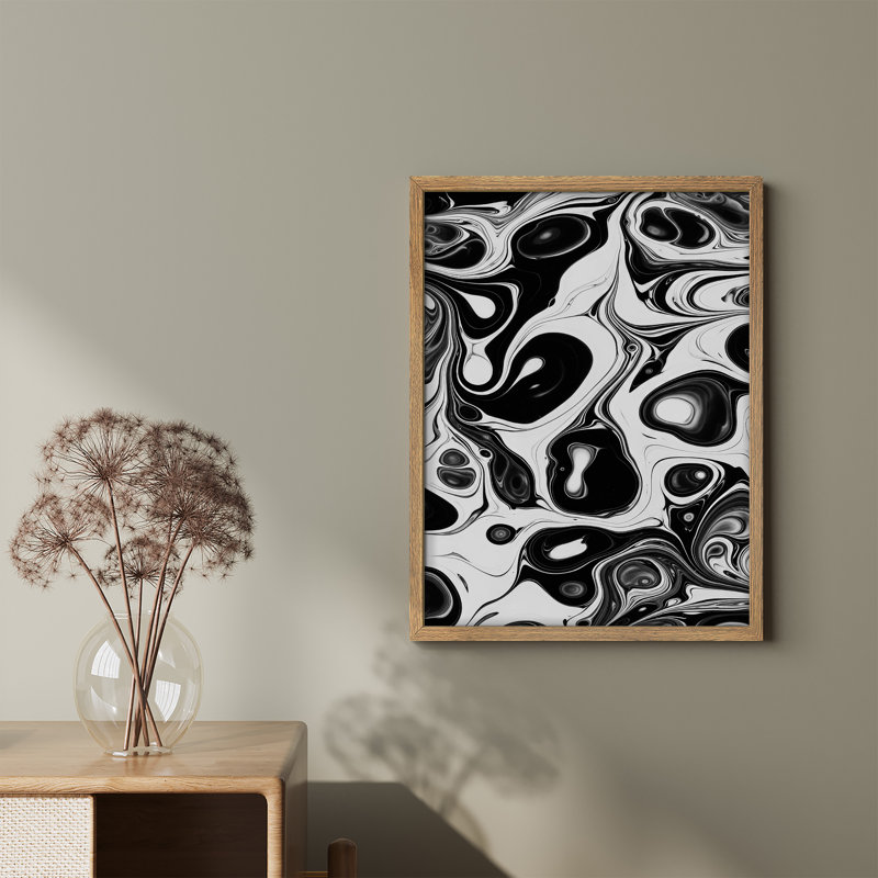 Reproduction d'art encadrée abstraite pour décoration intérieure moderne, H 10 po x l 8 po, Naturel