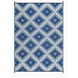 Outdoor Rug Recycled Plastic Straw Waterproof Patio - Kornilia Blue Multi 9' x 12' Foldable Rug