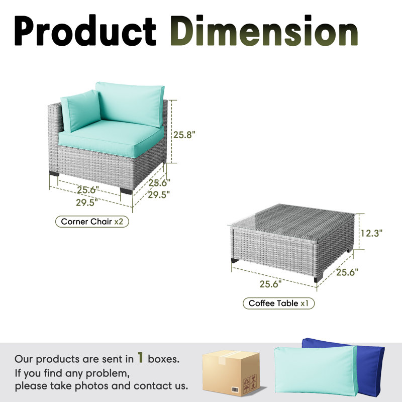 𝗣𝗿𝗲- 𝗮𝘀𝘀𝗲𝗺𝗯𝗹𝗲𝗱 𝗖𝗵𝗮𝗶𝗿𝘀, Mobilier de patio en rotin pour canapé modulaire d'extérieur avec coussins épais