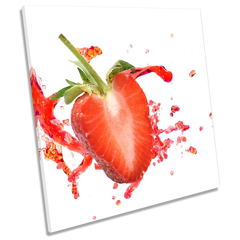 Z5993 Strawberry Splash Kitchen Picture - Wrapped Canvas Print, 60cm H x 60cm W x 2cm D