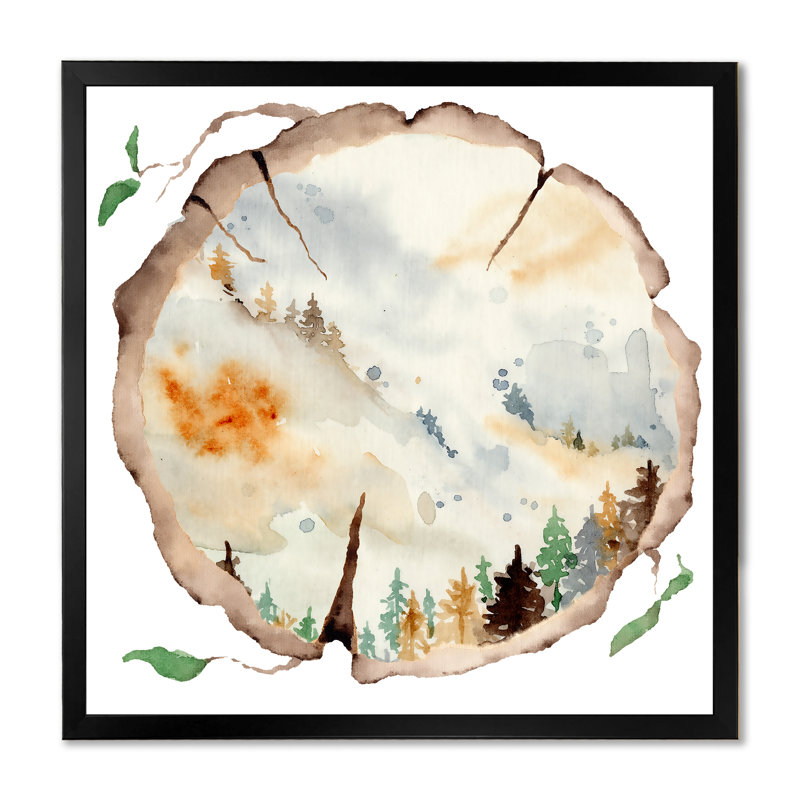 «Pine Wood Winter Landscape V», reproduction d'art sur toile traditionnelle, H 16 po x l 16 po x P 1 po, Cadre photo noir