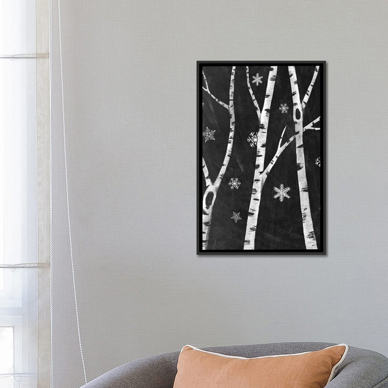 « snowy birches iii » par mary urban, impression sur toile, H 26 po x l 18 po x P 1,5 po, Toile avec cadre flottant noir