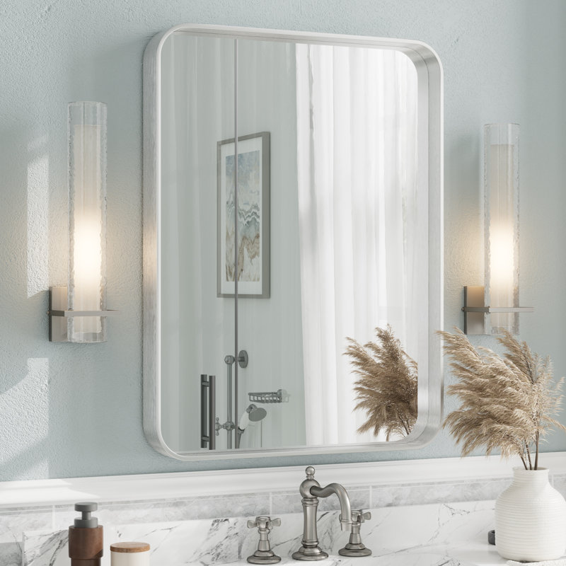 Miroir mural Aevar, 32 po x 24 po, Argent brossé