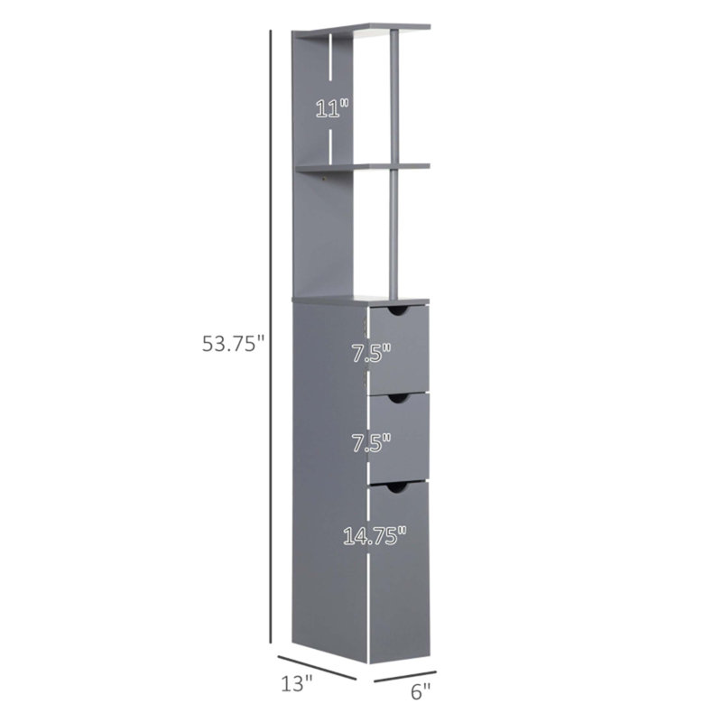 Modern Narrow Storage Tower for Compact Bathrooms