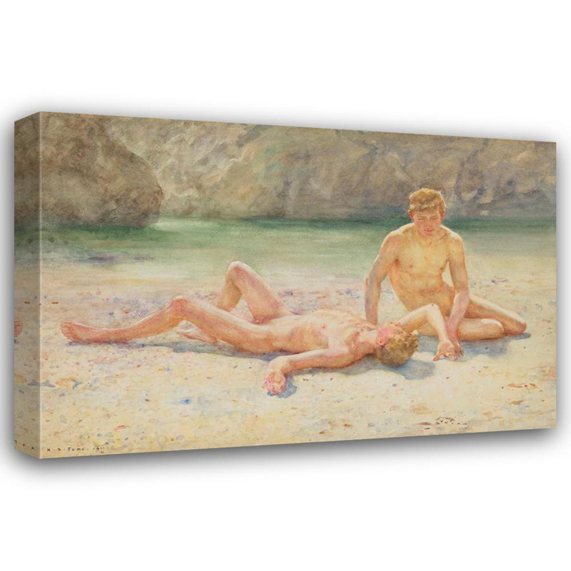 "Bathing Group" par Henry Scott Tuke - Art mural sur toile tendue avec châssis, H 18 po x l 14 po
