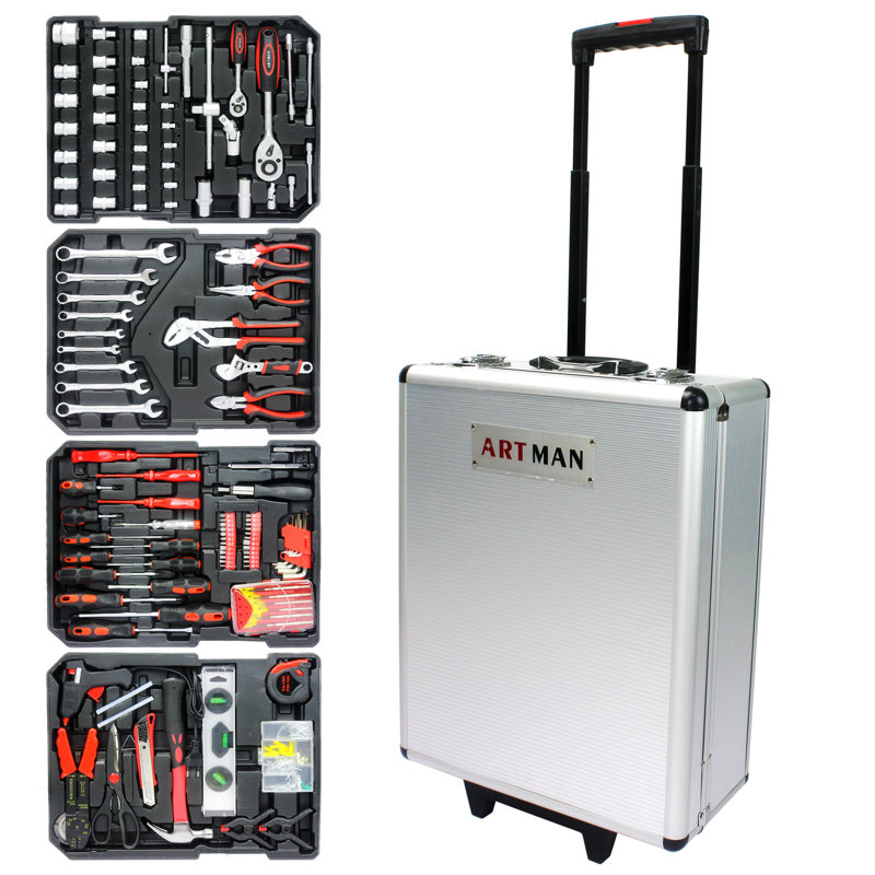 Creationstry 4-Drawer Home Repair Tool Set Kit with Rolling Tool Box, White