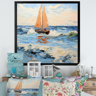 Orange Nautical Sailing Boat Horizon III - Boat Wall Art