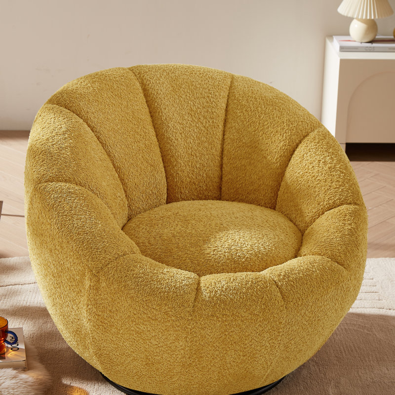 Fauteuil d'appoint pivotant rembourré, Peluche jaune