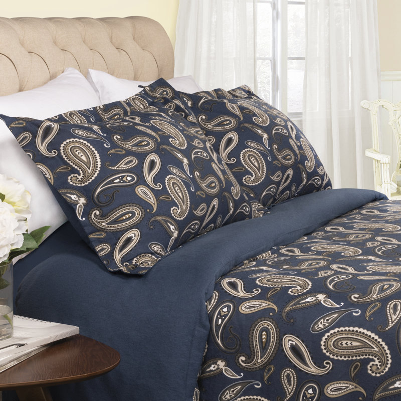 Superior Flannel Cotton Modern Classic Fuzzy Duvet Cover Set With Pillow Shams, King / California King Duvet + 2 King Shams