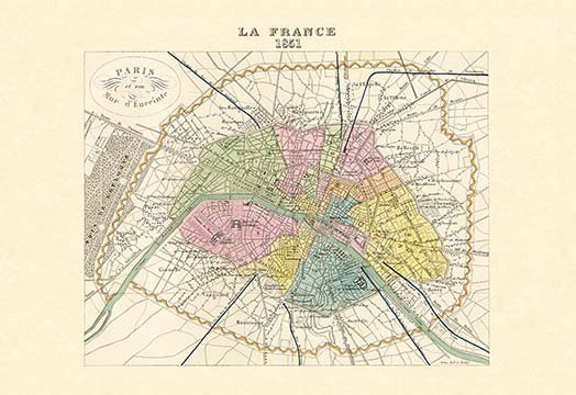 « paris capitale de la france » par pair m. vuillemin, impression, H 28 po x l 42 po