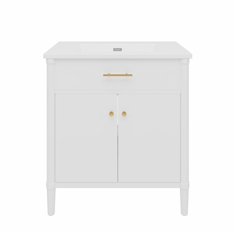 Meuble-lavabo élégant avec lavabo, système de rangement double et portes à fermeture douce pour une organisation et une élégance améliorées