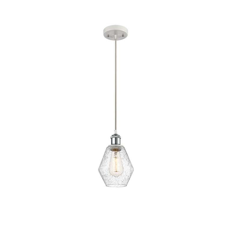 Luminaire suspendu simple à 1 lumière Gabbie, Blanc / Brun