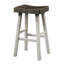 Tabouret en bois massif de 29 pouces de 2 pièces avec siège transitionnel gris / blanc pour la salle à manger principale
