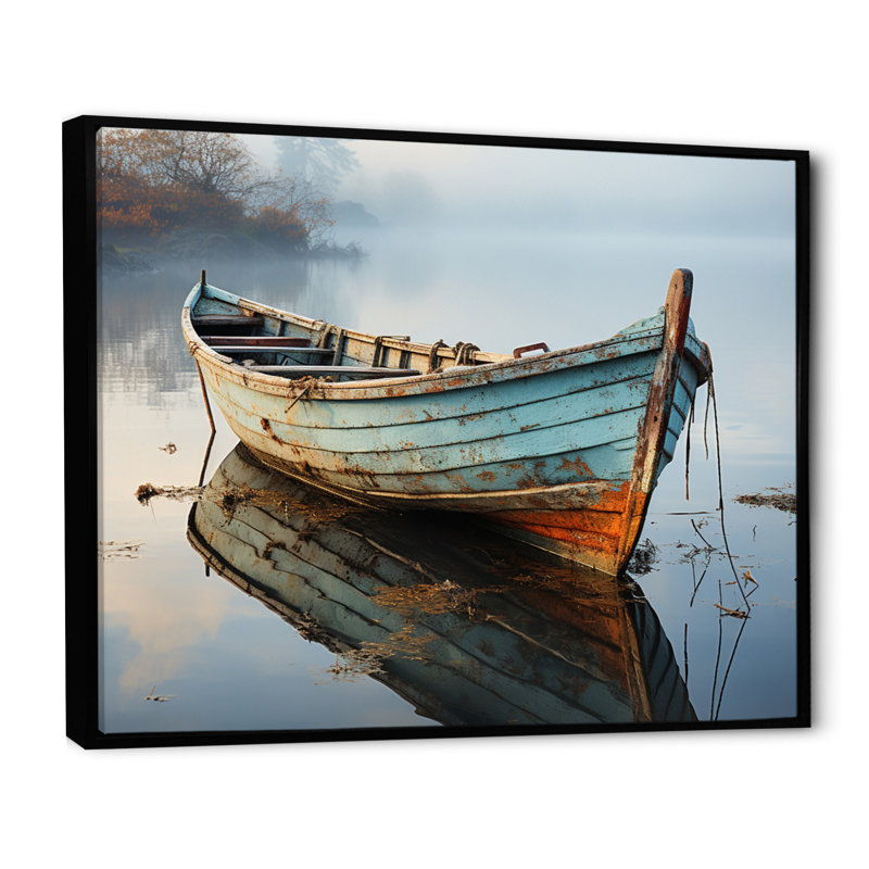 «Hadenson Boat Serene Waterscapes I», reproduction d'art sur toile encadrée, H 24 po x l 32 po x P 1 po, Cadre flottant noir