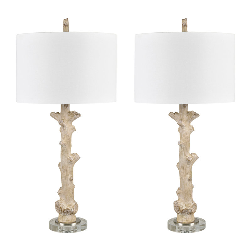 32" Crystal Table Lamp With White Shade