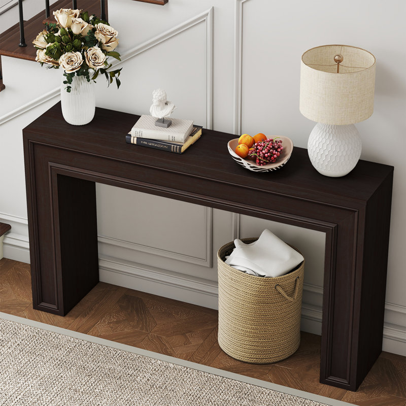 55" Wooden Console Table, Dark Brown