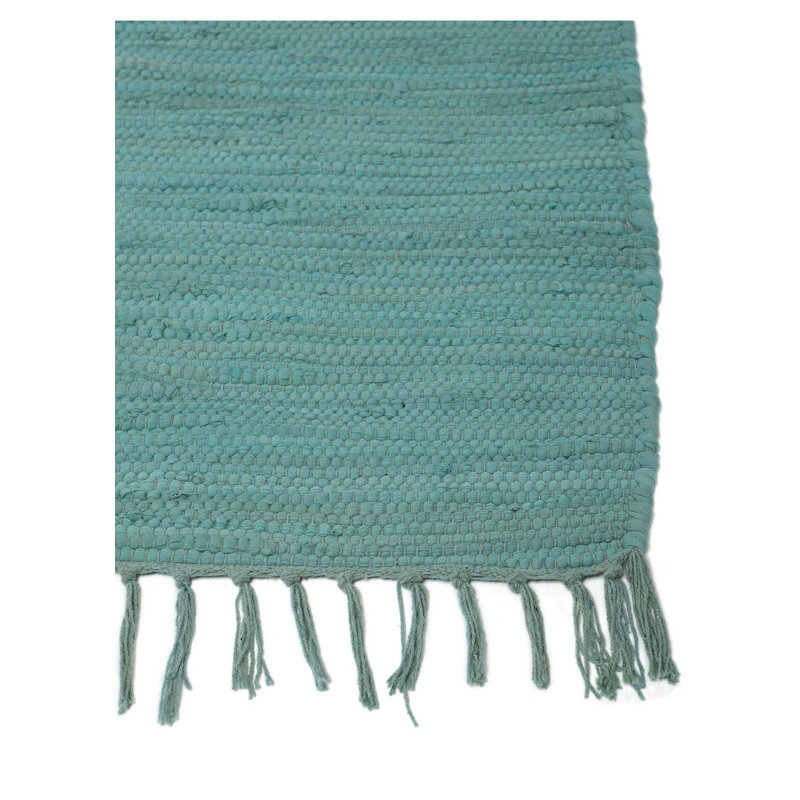 Chindi Uni Solid Colour Hand Crafted Hand Braided Turqoise Area Rug, Rectangle 190 x 290cm